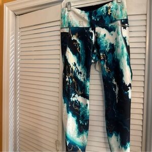 Old Navy Teal and Black Abstract Leggings